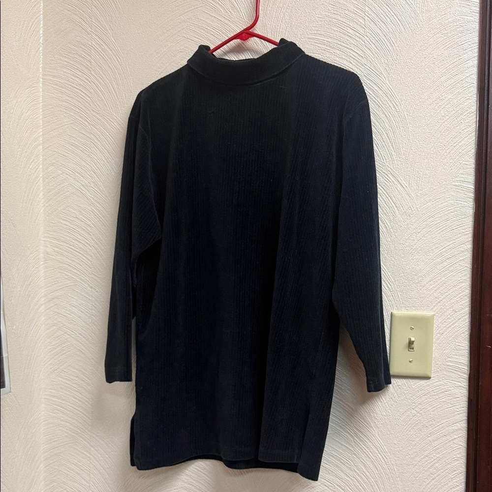 Liz Claiborne Black Ribbed Mock Neck Long Sleeve Top or Dress
